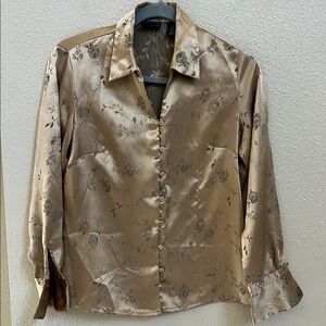 Laura Scott Gold floral  Top  Sz 6 P-